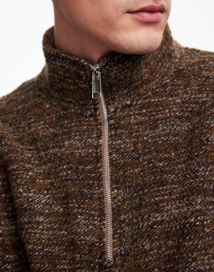 Madewell Boucl QuarterZip Pullover Brown Men Hoodies and Sweatshirts