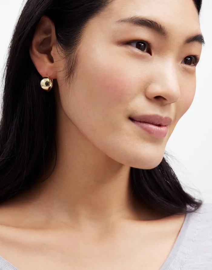 Madewell Dome Statement Hoop Earrings Pale Gold Women Jewelry