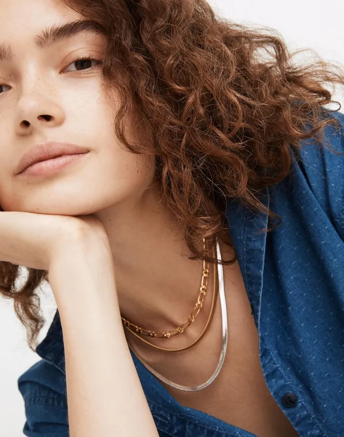 Madewell Herringbone Chain Necklace Vintage Gold Women Jewelry