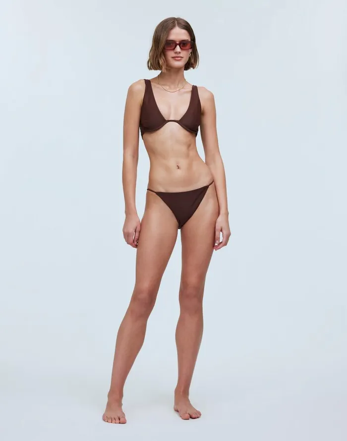 Madewell Jade Swim Bare Minimum Bikini Bottom Mocha Women Swim
