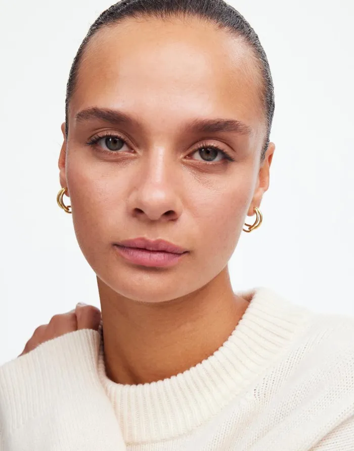 Madewell Link Huggie Hoop Earrings Vintage Gold Women Jewelry