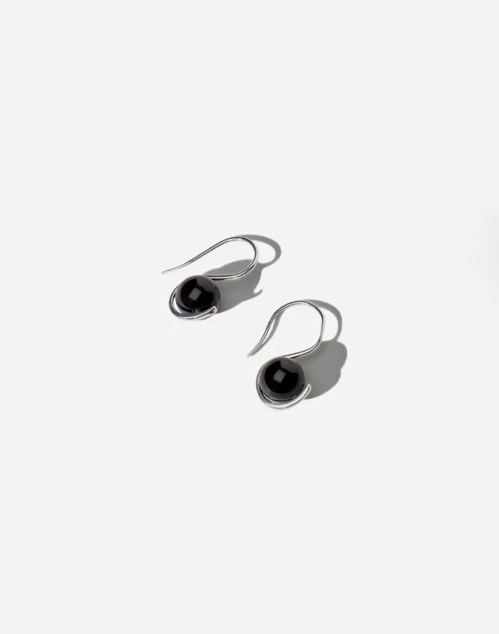 Madewell Maslo Jewelry Wrap Earrings Black Onyx Sterling Silver Silver Women Jewelry
