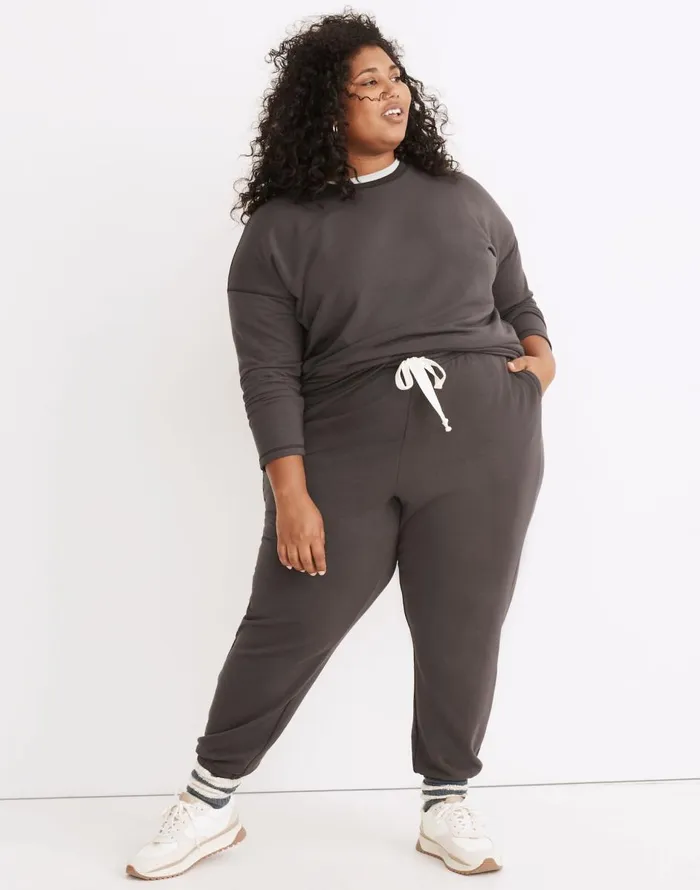 Madewell Plus MWL Superbrushed Easygoing Sweatshirt Black Coal Women Loungewear
