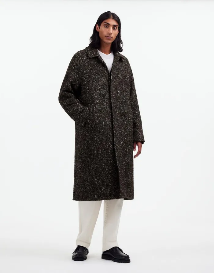 Madewell RaglanSleeve Topcoat In Italian Fabric Chocolate Multi Men Coats Jackets