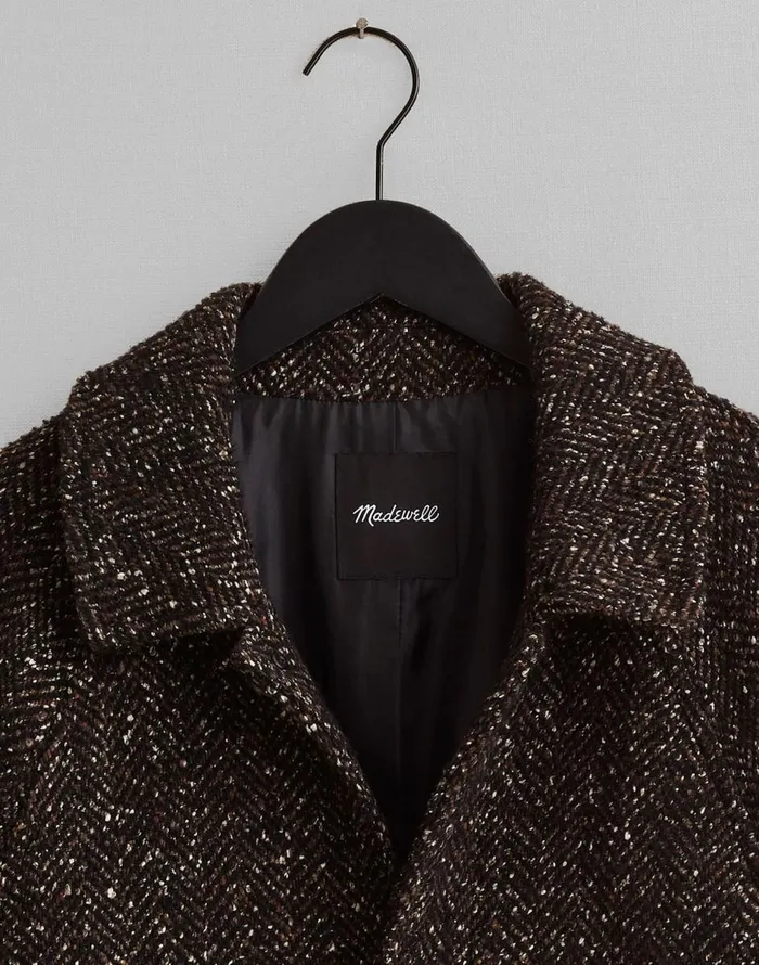 Madewell RaglanSleeve Topcoat In Italian Fabric Chocolate Multi Men Coats Jackets