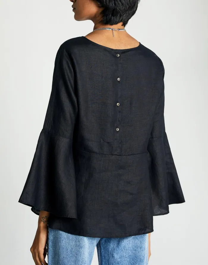 Madewell Reistor The Button Back Shirt Black Women Tops and Shirts