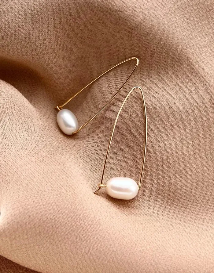 Madewell Sara Patino Jewelry Large Floating Pearl Hoops Gold Women Jewelry