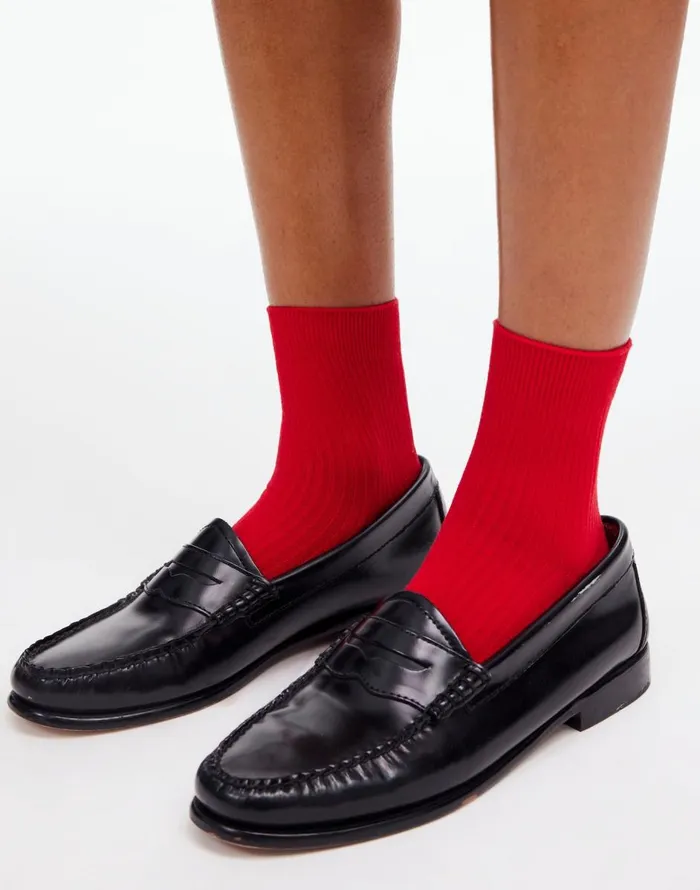 Madewell TwoPack SemiSheer Ankle Socks Bright Cherry Women Socks