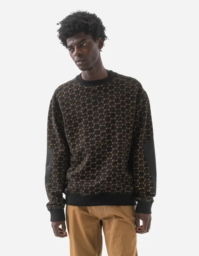 Maharishi Crew Sweats 6038 Honeycomb Snakeskin Crew Sweat BlackGold 8211 Men