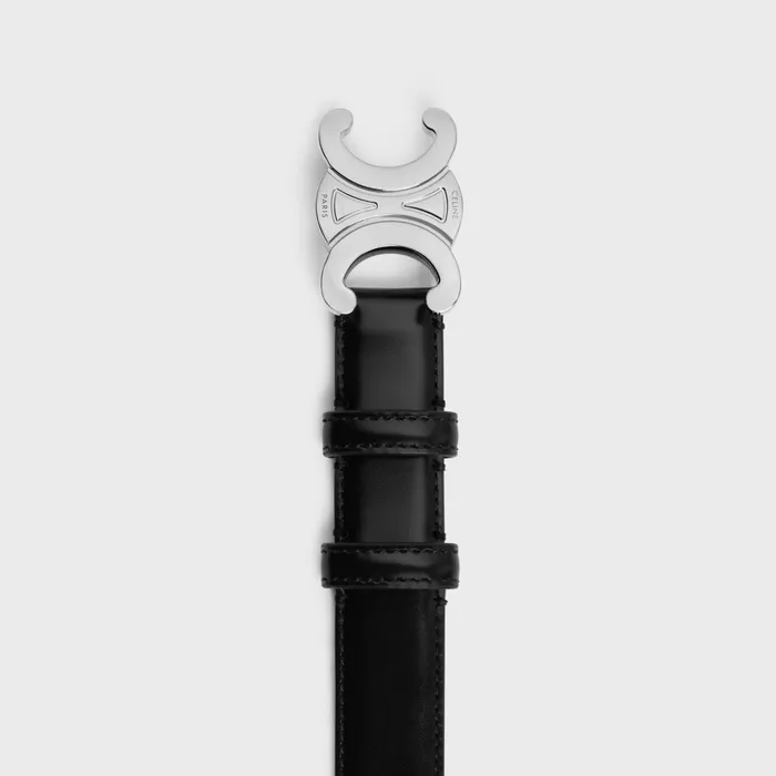 Medium Triomphe Belt In Taurillon Leather Black Women CELINE BELTS Medium Triomphe Belt In Taurillon Leather Black Women CELINE BELTS