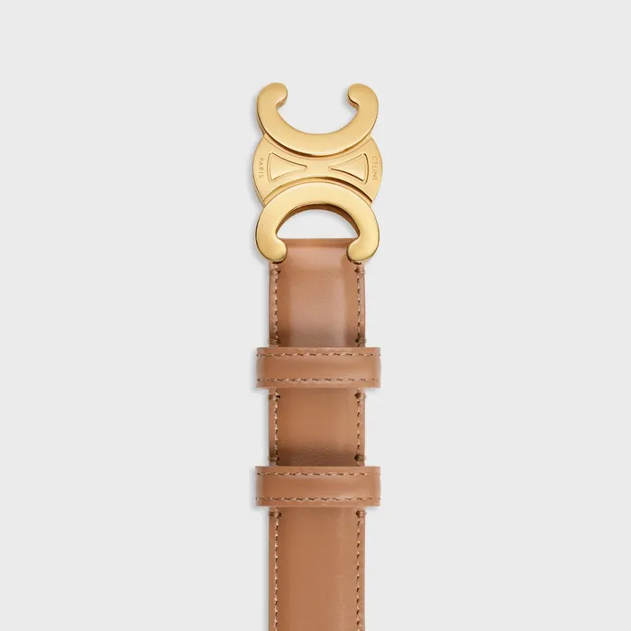 Medium Triomphe Belt In Taurillon Leather Bronze Women CELINE BELTS Medium Triomphe Belt In Taurillon Leather Bronze Women CELINE BELTS