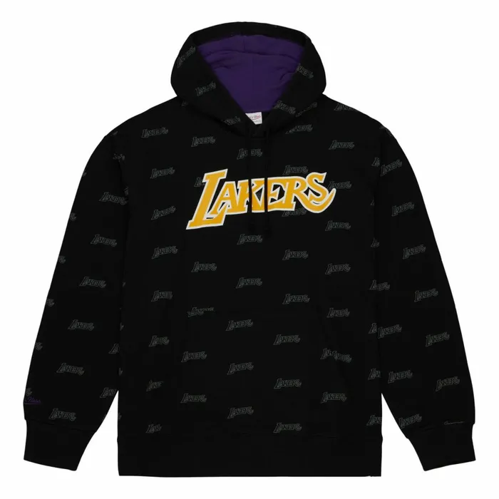 Men039s Hoodies and Sweatshirts Mitchell and Ness AOP Fleece Hoodie Los Angeles Lakers