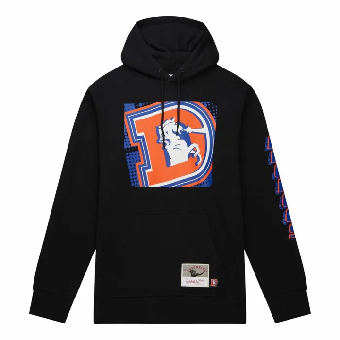 Men039s Hoodies and Sweatshirts Mitchell and Ness Big Face 70 Hoodie Denver Broncos