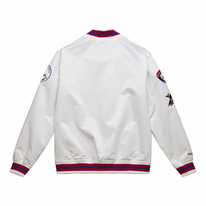 Men039s Jackets and Outerwear Mitchell and Ness City Collection Lightweight Satin Jacket Philadelphia 76ers