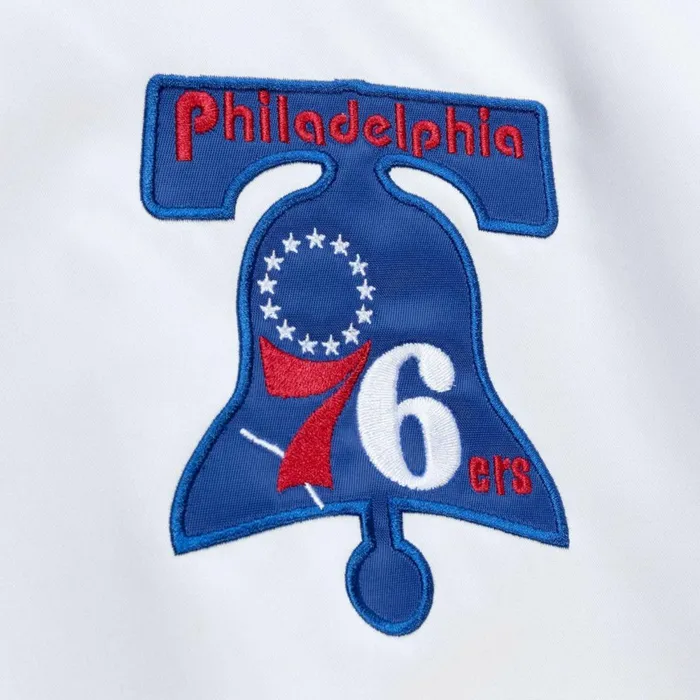 Men039s Jackets and Outerwear Mitchell and Ness City Collection Lightweight Satin Jacket Philadelphia 76ers