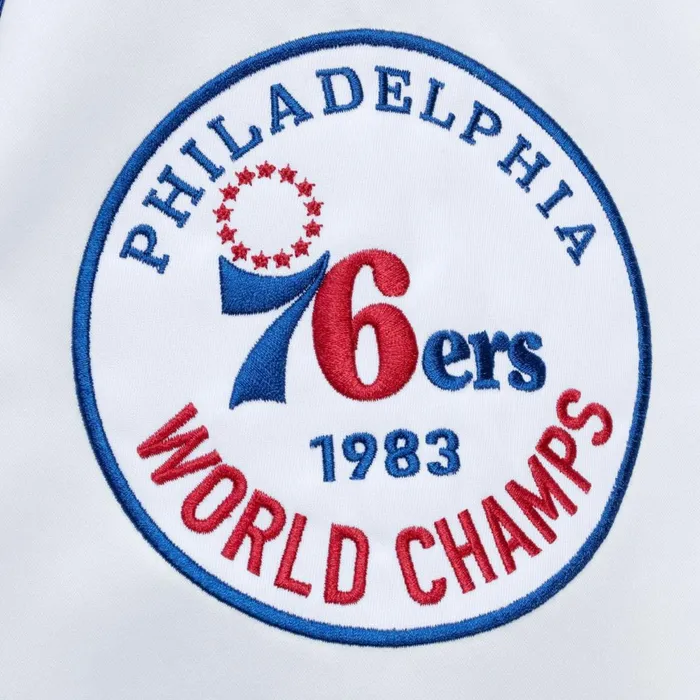 Men039s Jackets and Outerwear Mitchell and Ness City Collection Lightweight Satin Jacket Philadelphia 76ers