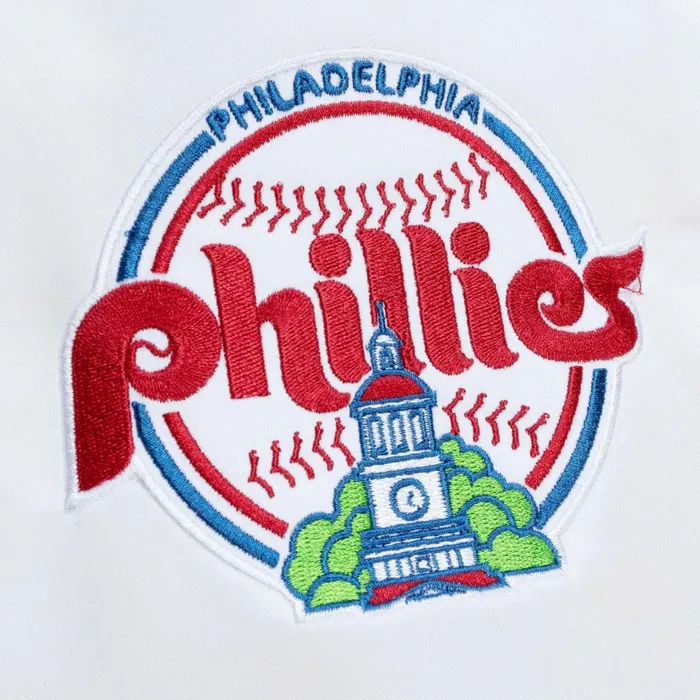Men039s Jackets and Outerwear Mitchell and Ness City Collection Lightweight Satin Jacket Philadelphia Phillies