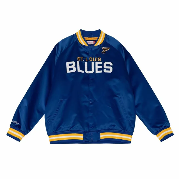 Men039s Jackets and Outerwear Mitchell and Ness Lightweight Satin Jacket St Louis Blues