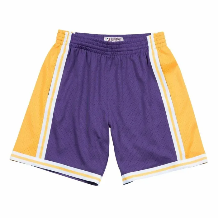 Men039s NBA Swingman Mitchell and Ness Swingman Shorts Los Angeles Lakers Road 198485