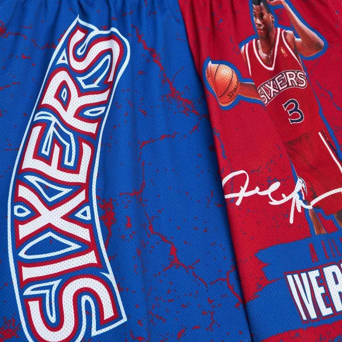 Men039s Shorts Mitchell and Ness Player Burst Mesh Shorts Philadelphia 76ers Allen Iverson Men039s Shorts Mitchell and Ness Player Burst Mesh Shorts Philadelphia 76ers Allen Iverson