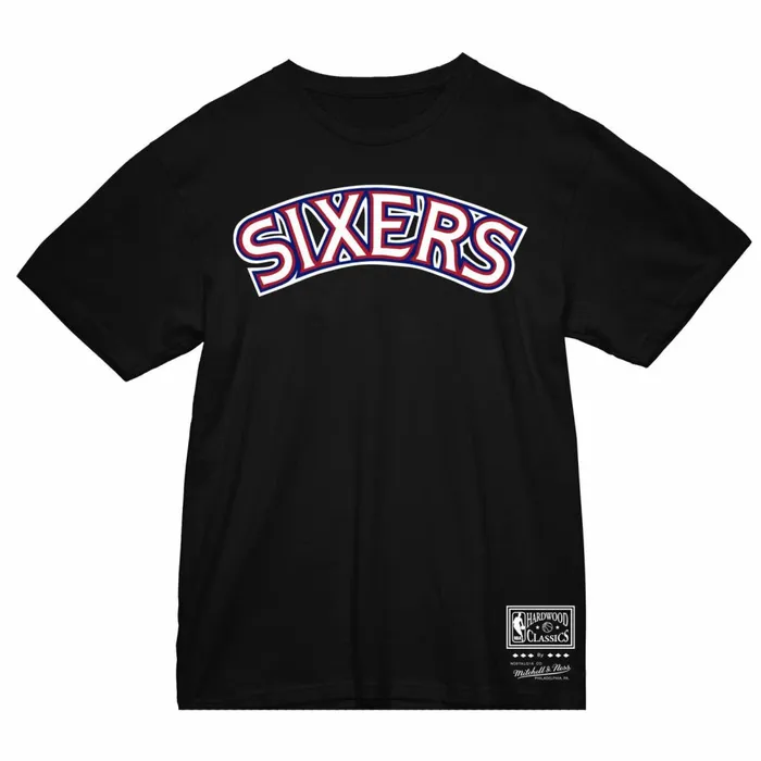 Men039s TShirts and Tops Mitchell and Ness Team Wordmark 2 Tee Philadelphia 76ers