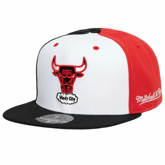 Men039sWomen039s Fitted 163 Styles Mitchell and Ness Tri Cycle Fitted Hat Chicago Bulls