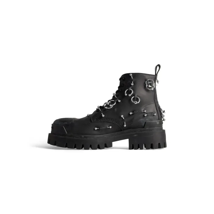 Men Boots and Derbies Balenciaga Strike 20mm Boot With Piercings In Black