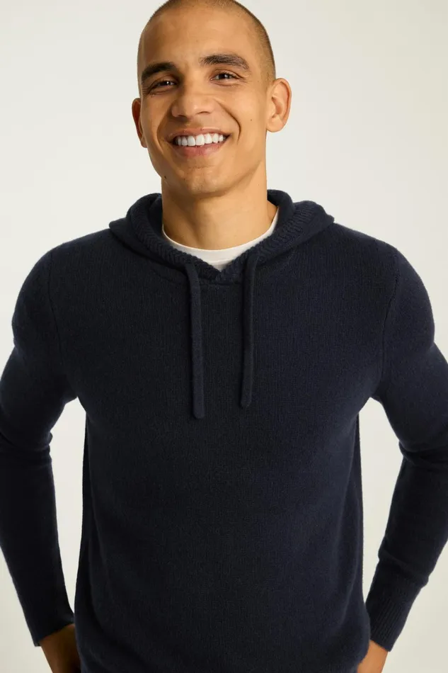 Men Cashmere Hoodie Navy Blue Bonobos Sweatshirts and Hoodies
