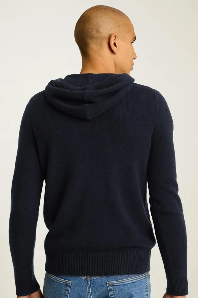 Men Cashmere Hoodie Navy Blue Bonobos Sweatshirts and Hoodies