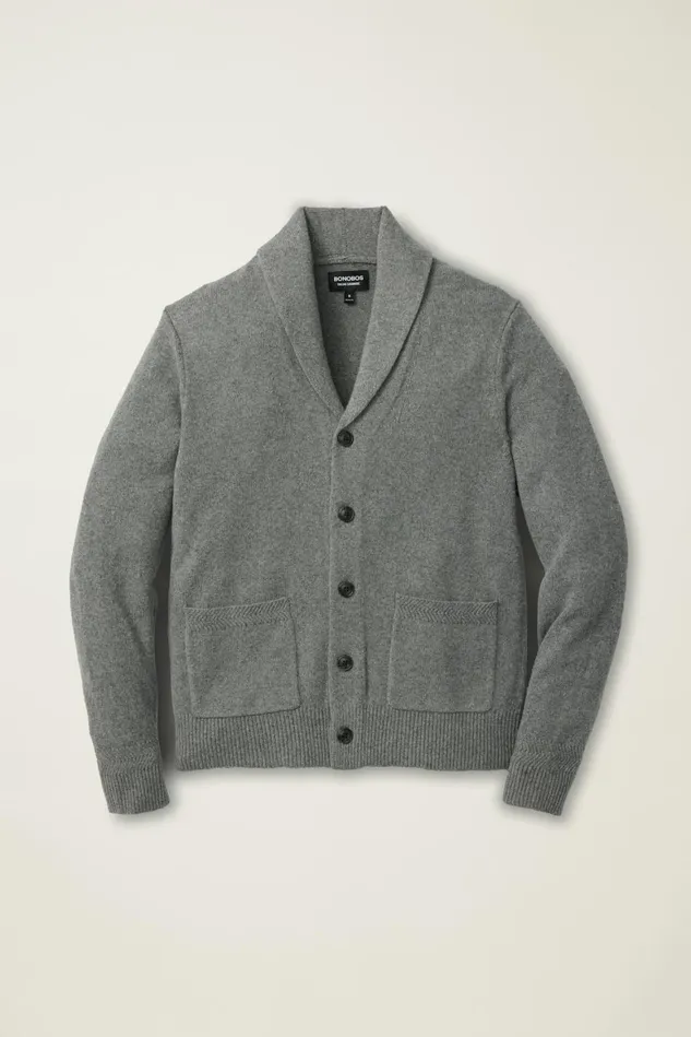 Men Cashmere Shawl Collar Cardigan Heather Gray Bonobos Cardigan Sweaters