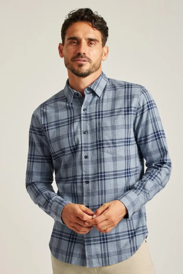Men Everyday Lightweight Flannel Shirt Hall Plaid Bonobos Casual Shirts