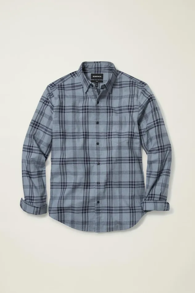 Men Everyday Lightweight Flannel Shirt Hall Plaid Bonobos Casual Shirts