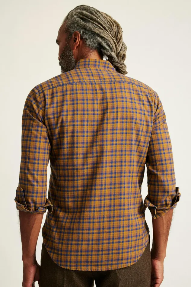 Men Everyday Lightweight Flannel Shirt Navy Rust Plaid Bonobos Casual Shirts