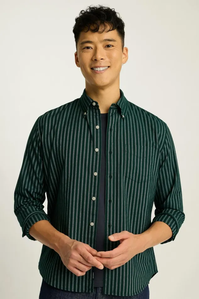 Men Everyday Oxford Shirt Evergreen Stripe Bonobos Casual Shirts