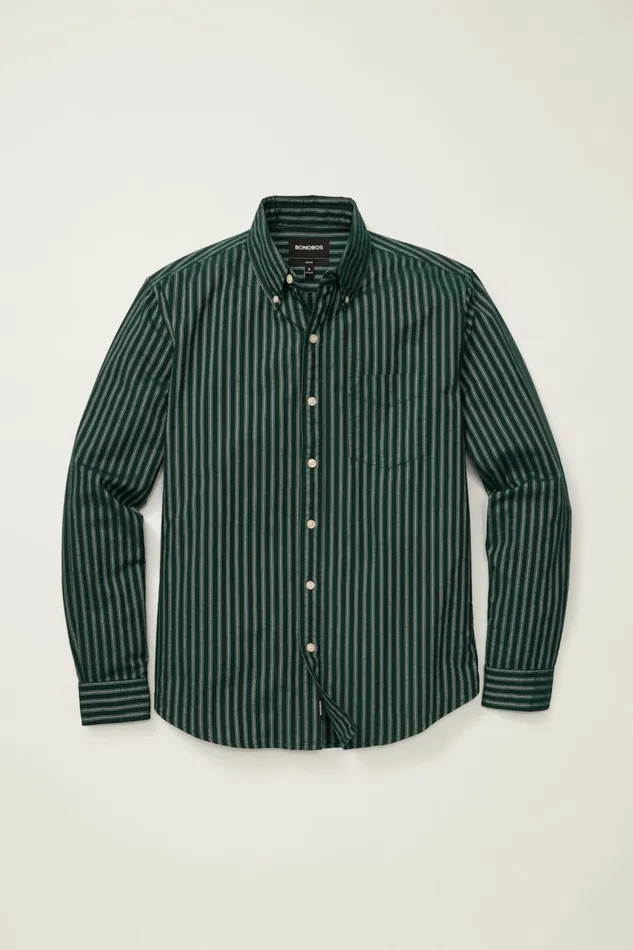 Men Everyday Oxford Shirt Evergreen Stripe Bonobos Casual Shirts