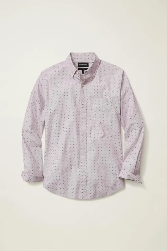 Men Everyday Shirt Burgundy Navy Dot Bonobos Casual Shirts