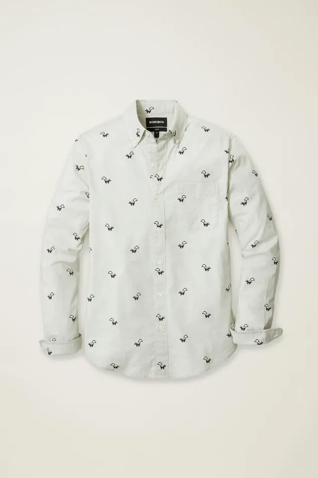 Men Everyday Shirt Gray Skunk Pixel Bonobos Casual Shirts