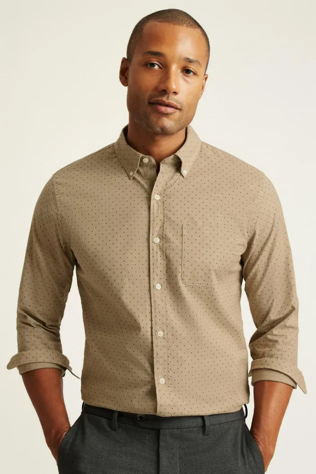 Men Everyday Shirt Khaki Dot Bonobos Casual Shirts