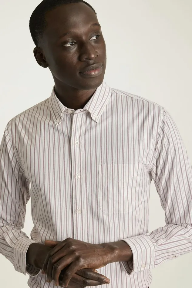Men Everyday Shirt Maroon Stripe Bonobos Casual Shirts