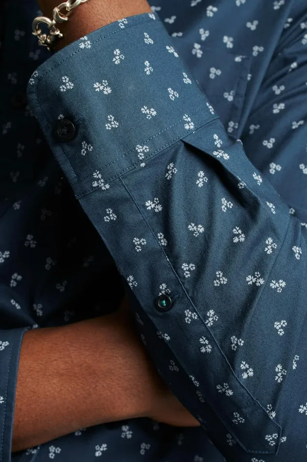 Men Everyday Shirt Navy Violet Floral Bonobos Casual Shirts