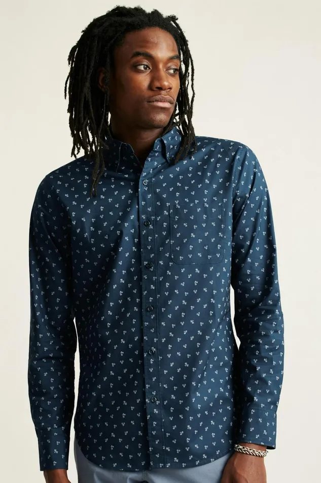 Men Everyday Shirt Navy Violet Floral Bonobos Casual Shirts