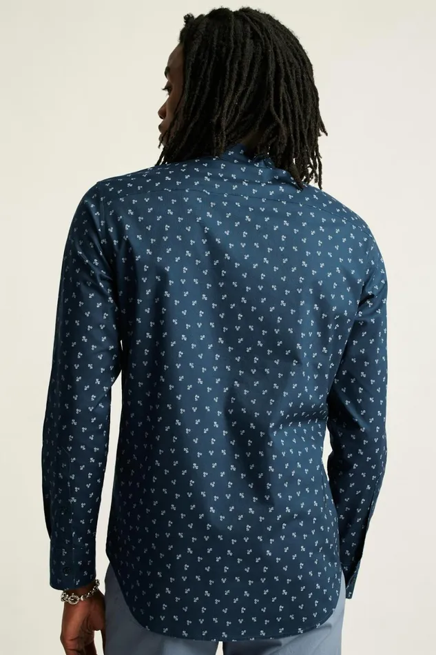 Men Everyday Shirt Navy Violet Floral Bonobos Casual Shirts