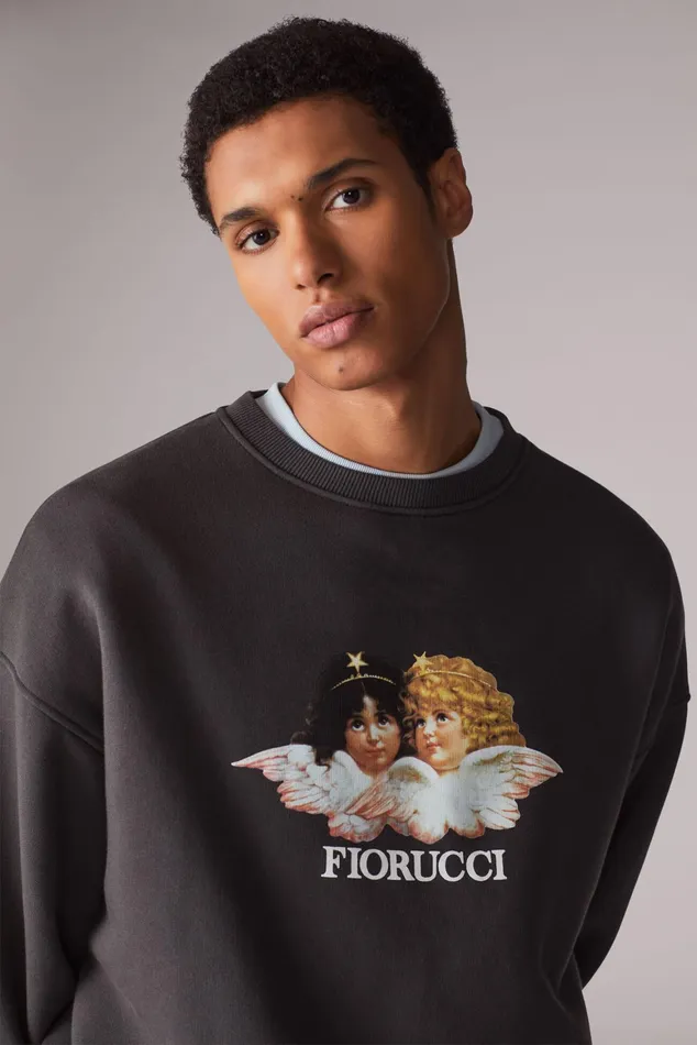 Men Fiorucci Sweatshirts and Hoodies Angels Sweatshirt Dark Grey Men Fiorucci Sweatshirts and Hoodies Angels Sweatshirt Dark Grey