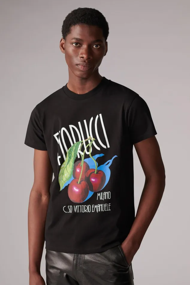 Men Fiorucci TShirts and Tops Cherry Logo TShirt Black Men Fiorucci TShirts and Tops Cherry Logo TShirt Black