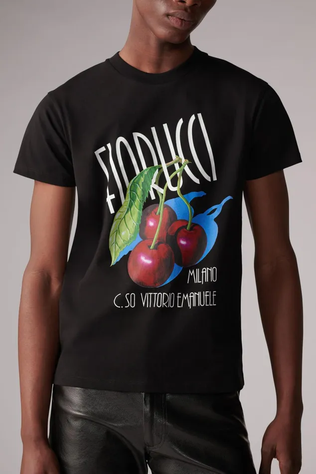 Men Fiorucci TShirts and Tops Cherry Logo TShirt Black Men Fiorucci TShirts and Tops Cherry Logo TShirt Black