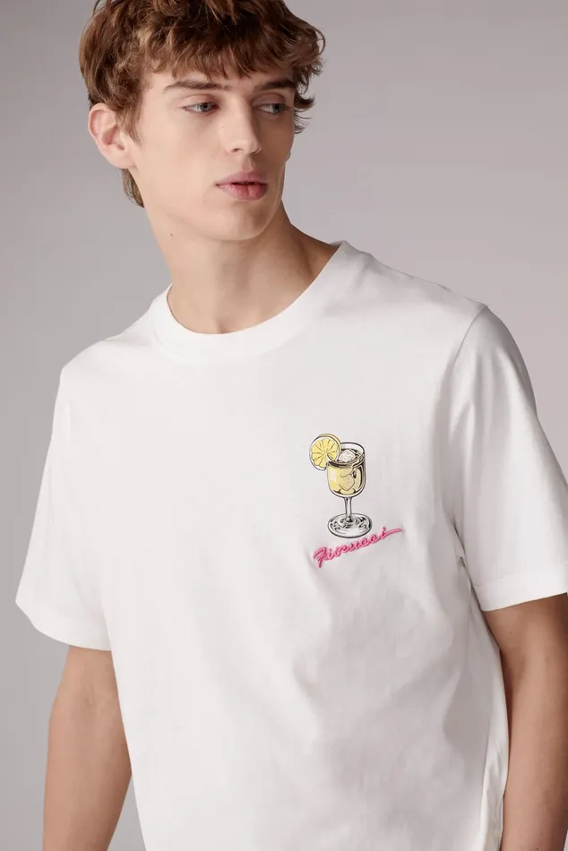 Men Fiorucci TShirts and Tops Cocktail Squiggle Logo TShirt White Men Fiorucci TShirts and Tops Cocktail Squiggle Logo TShirt White