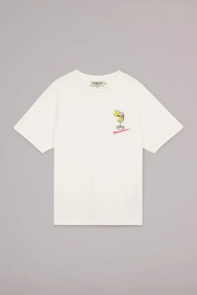 Men Fiorucci TShirts and Tops Cocktail Squiggle Logo TShirt White Men Fiorucci TShirts and Tops Cocktail Squiggle Logo TShirt White