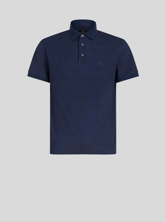 Men Jersey Polo Shirt With Paisley Designs Etro Polo Shirts