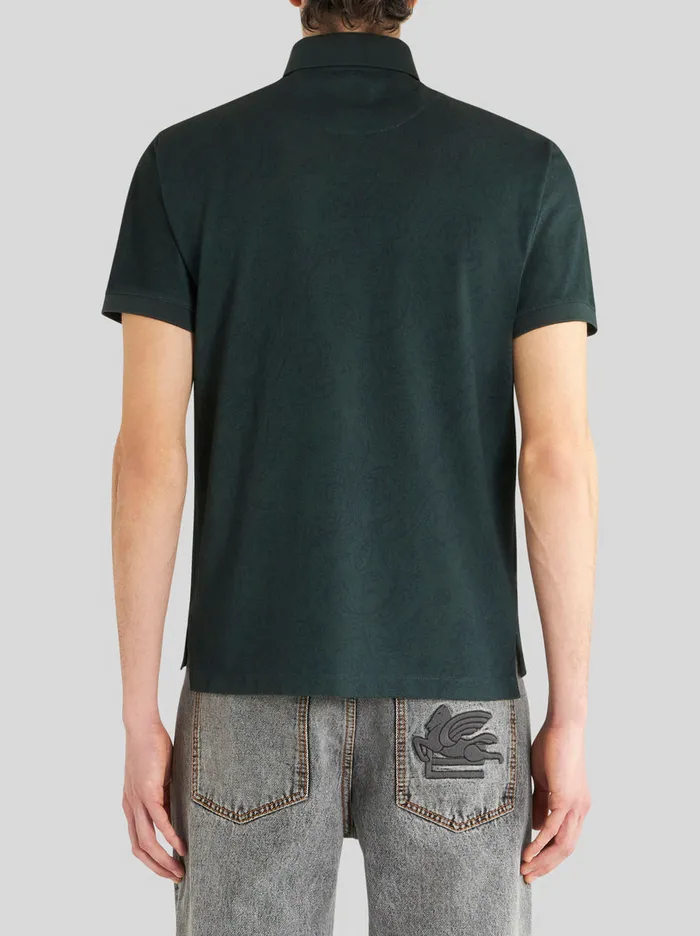 Men Jersey Polo Shirt With Paisley Designs Etro Polo Shirts