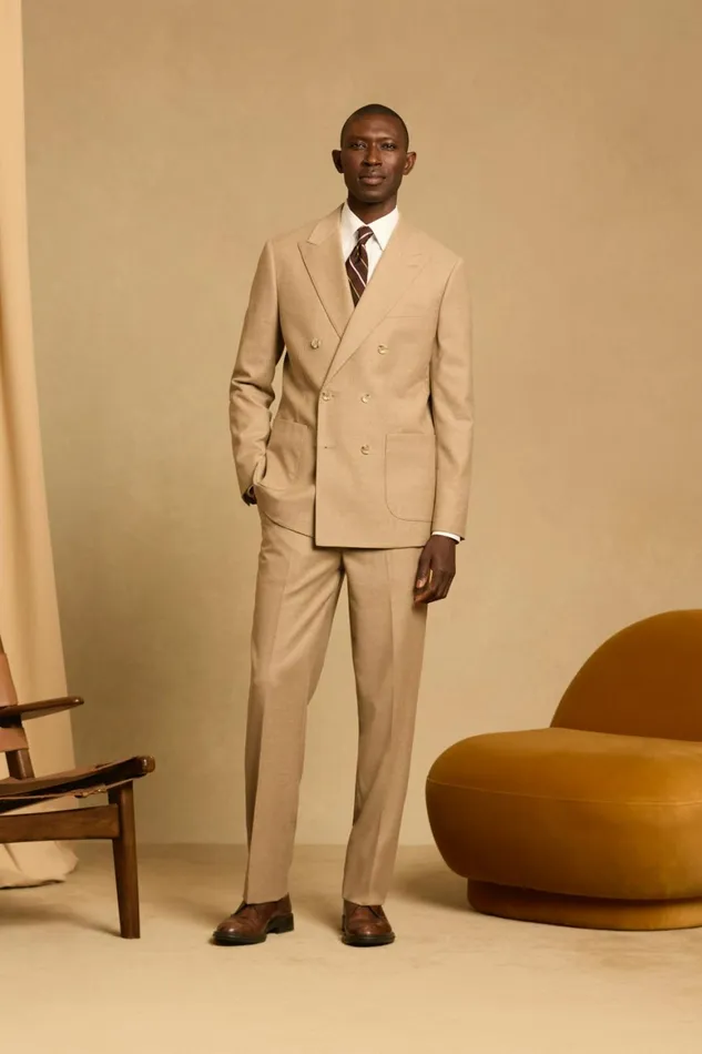 Men Jetsetter Italian Flannel Double Breasted Blazer Sand Bonobos Blazers and Sport Coats